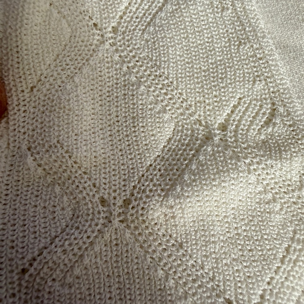 Wilfred Diamond Knit Half Sleeve Cardigan Women Size M preppy chic‎ Cream Dainty - Picture 8 of 9